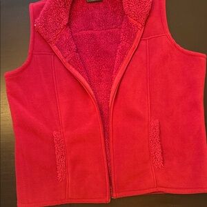 Jane Ashley Bright Red Sherpa-Lined Fleece Vest